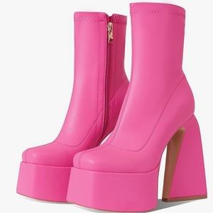 Hot pink platform ankle boots